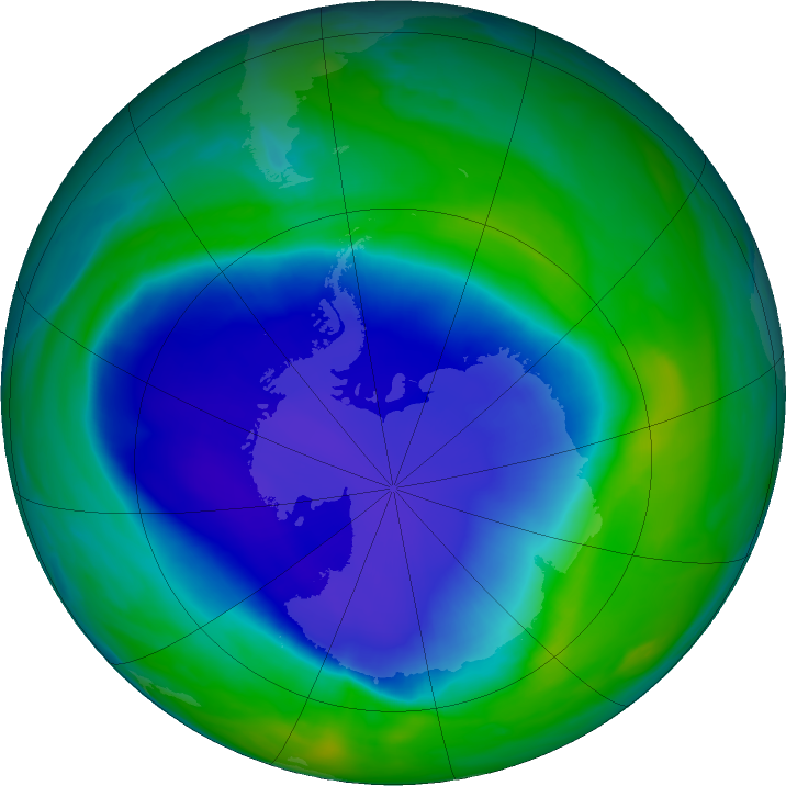Antarctic ozone map for 21 November 2022